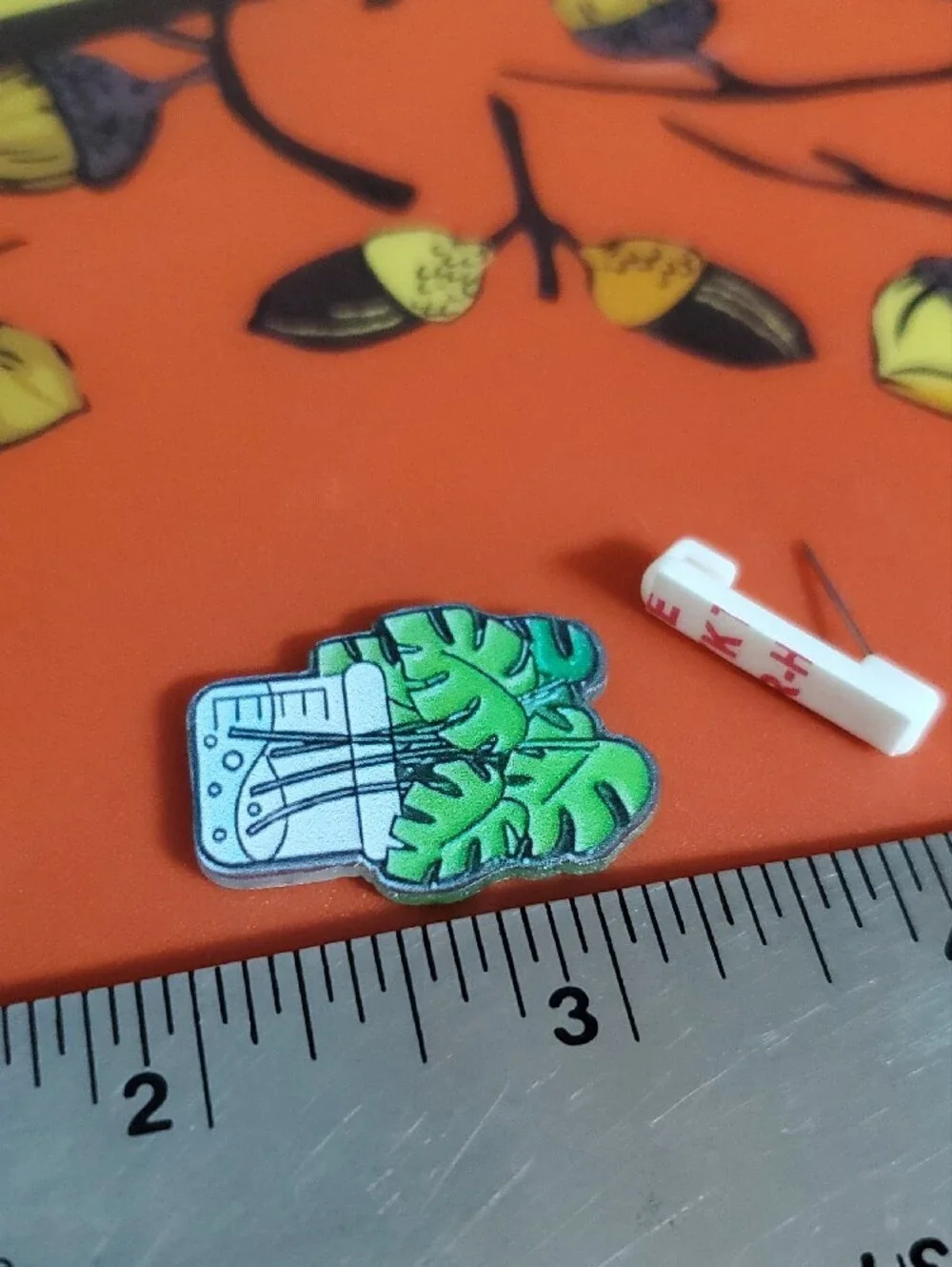 Monstera Plant Acrylic Pin - Green on White